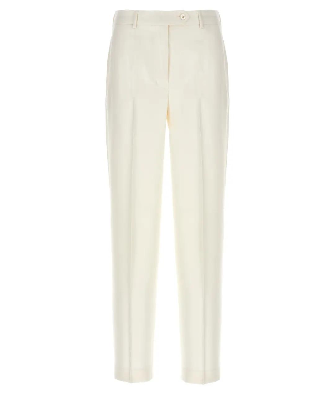 KITON Белые вискозные прямые брюки, фото 1