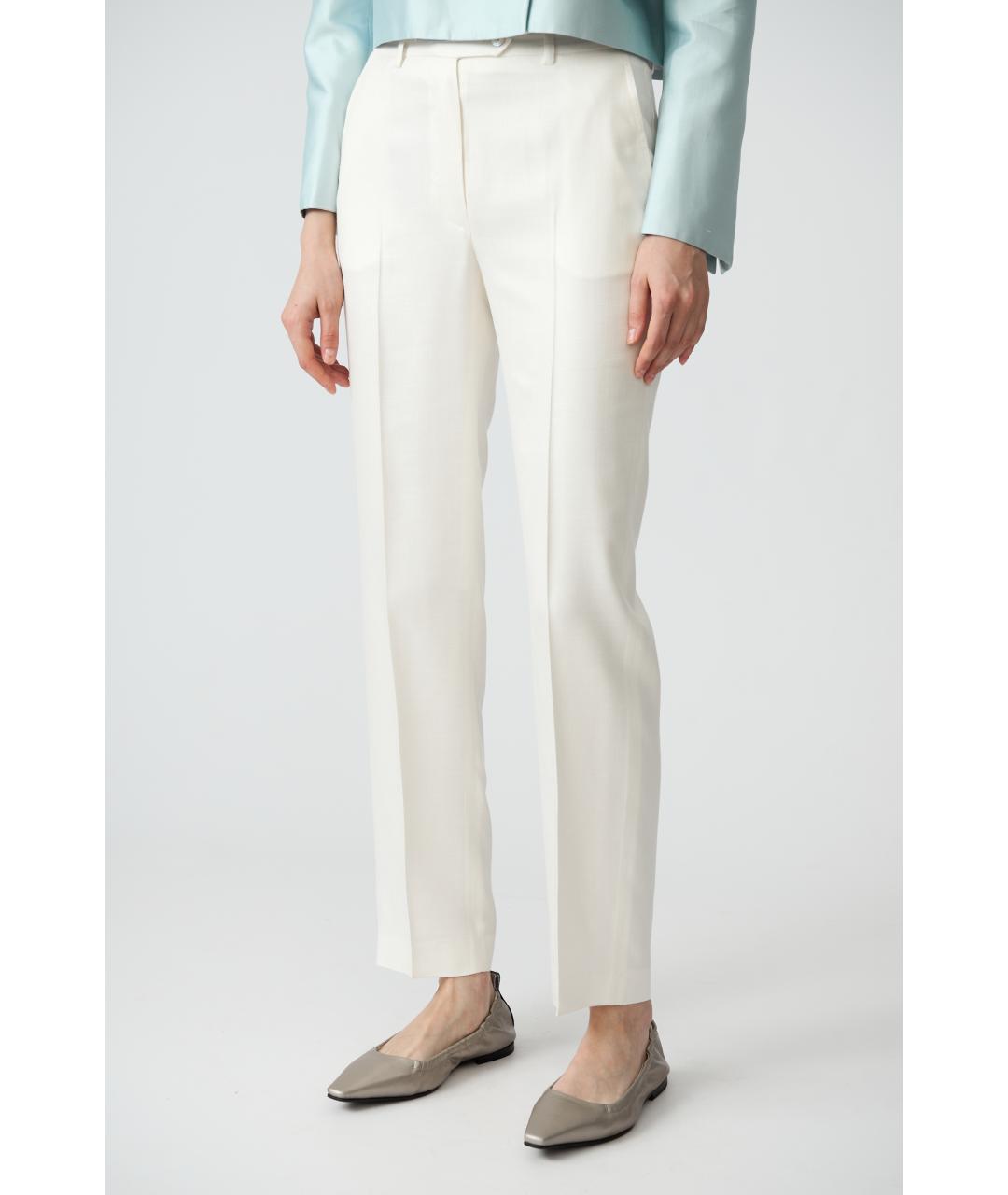 KITON Белые вискозные прямые брюки, фото 2