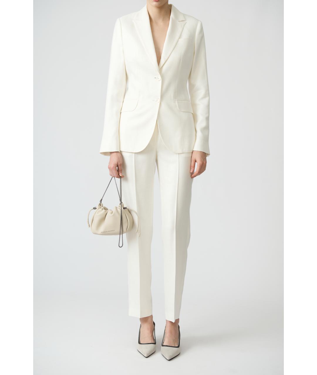 KITON Белые вискозные прямые брюки, фото 7