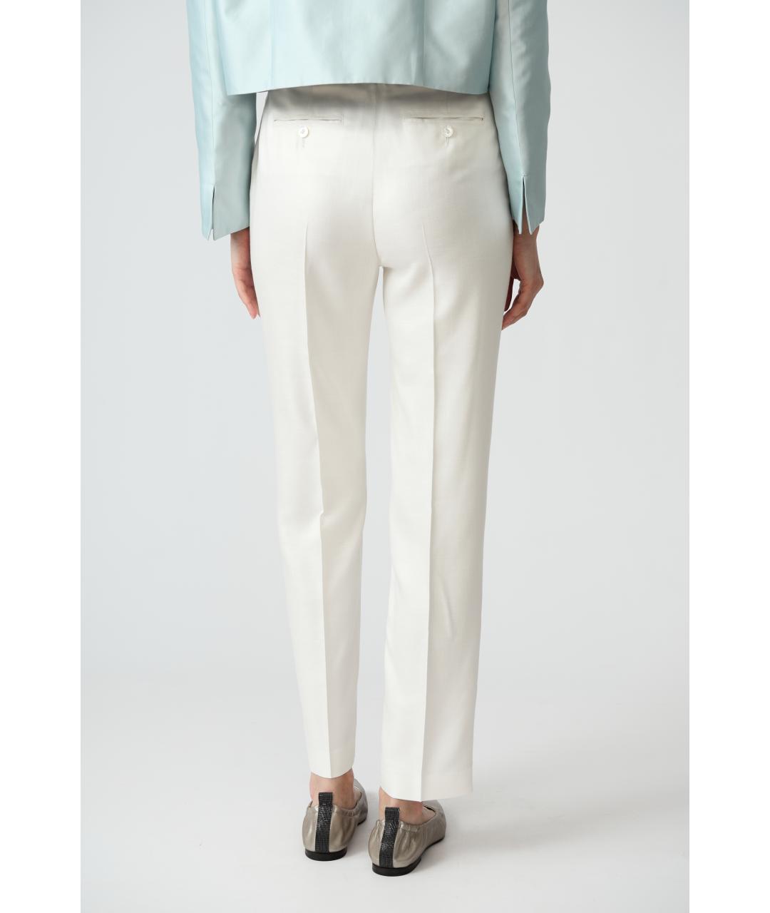KITON Белые вискозные прямые брюки, фото 5