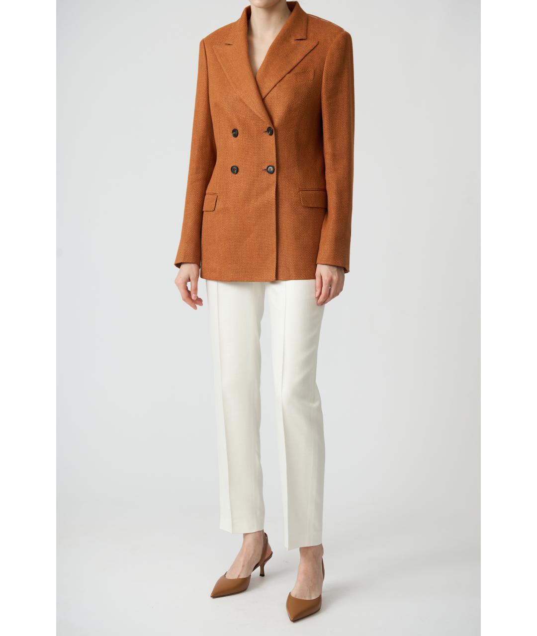 KITON Белые вискозные прямые брюки, фото 9