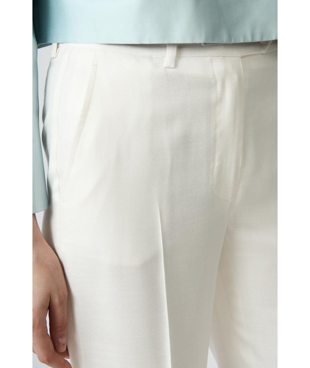 KITON Белые вискозные прямые брюки, фото 4