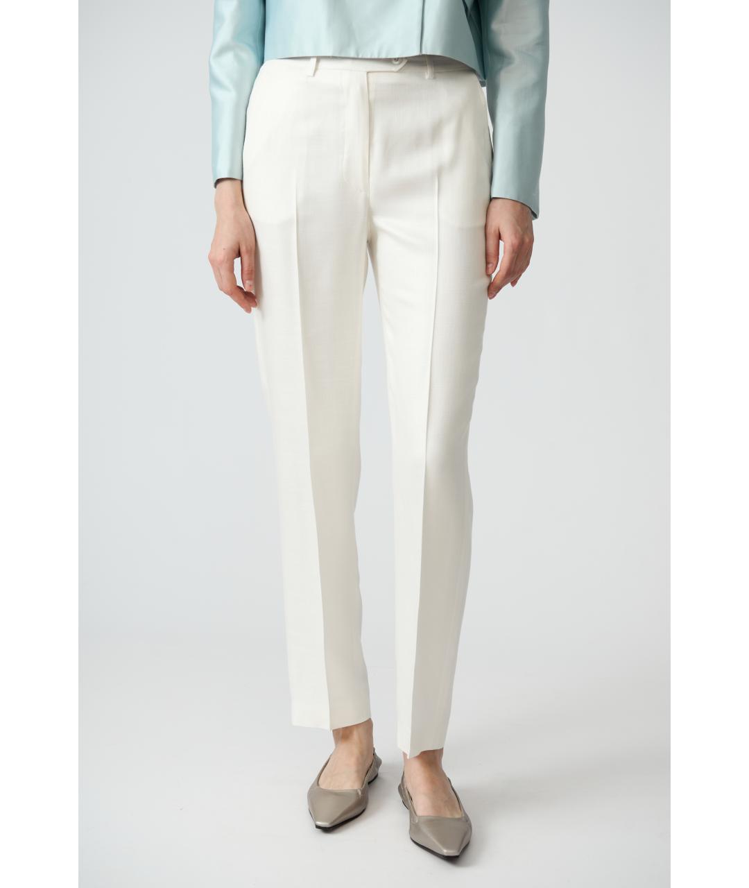KITON Белые вискозные прямые брюки, фото 3