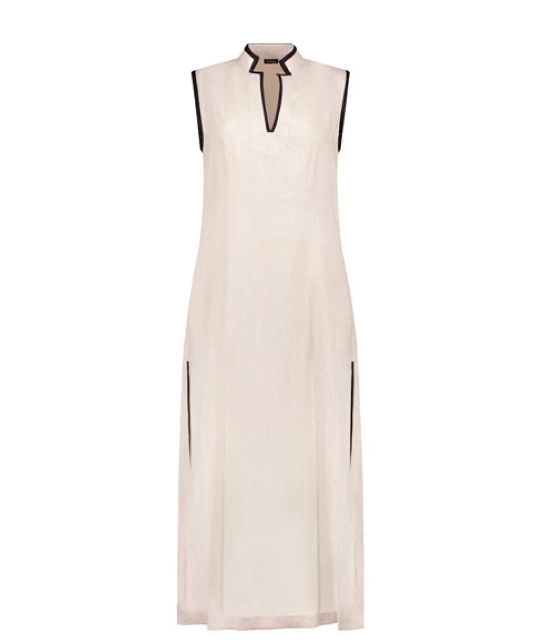 KITON Бежевое льняное повседневное платье, фото 1