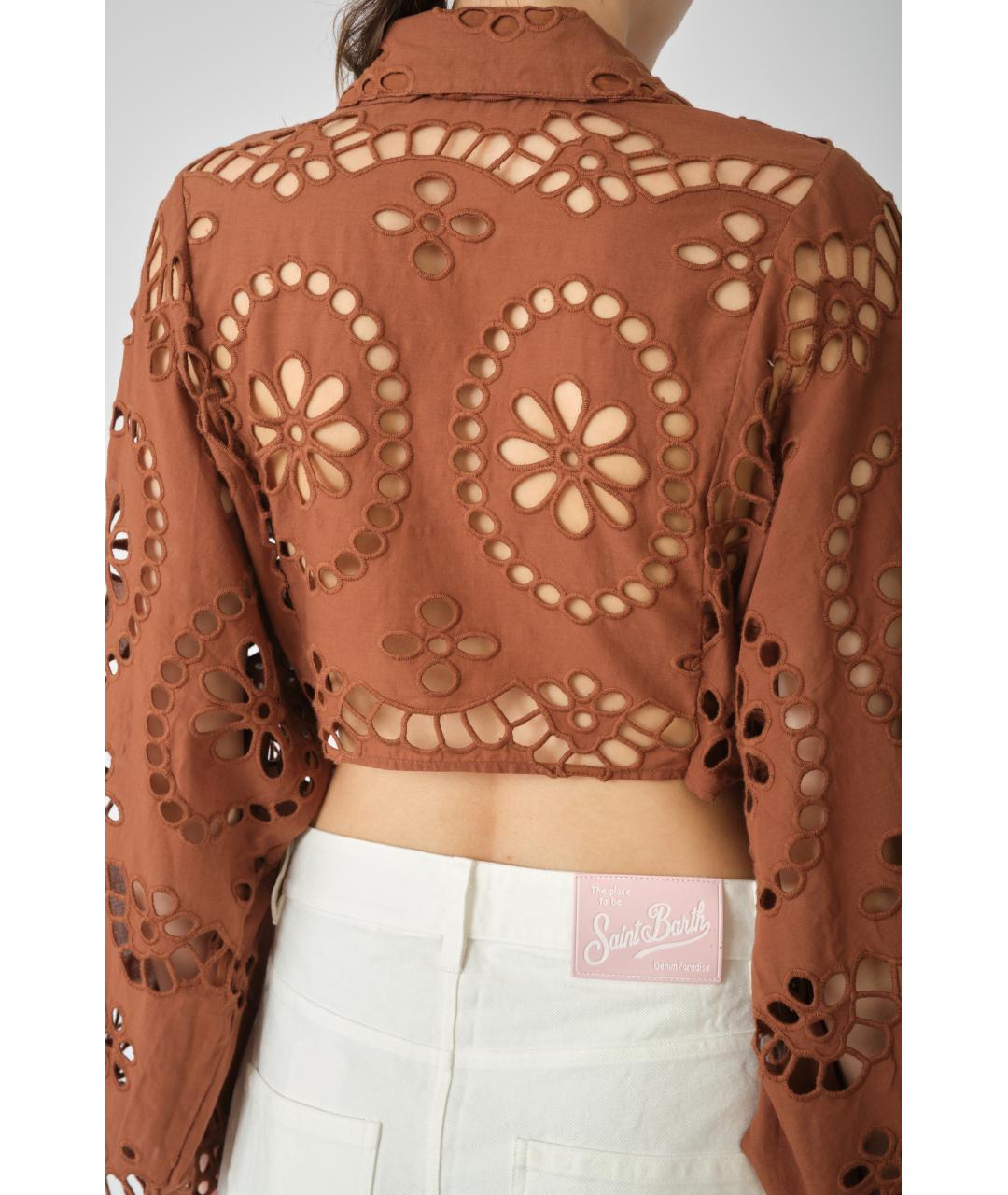 MC2 SAINT BARTH Коричневая хлопковая блузы, фото 6