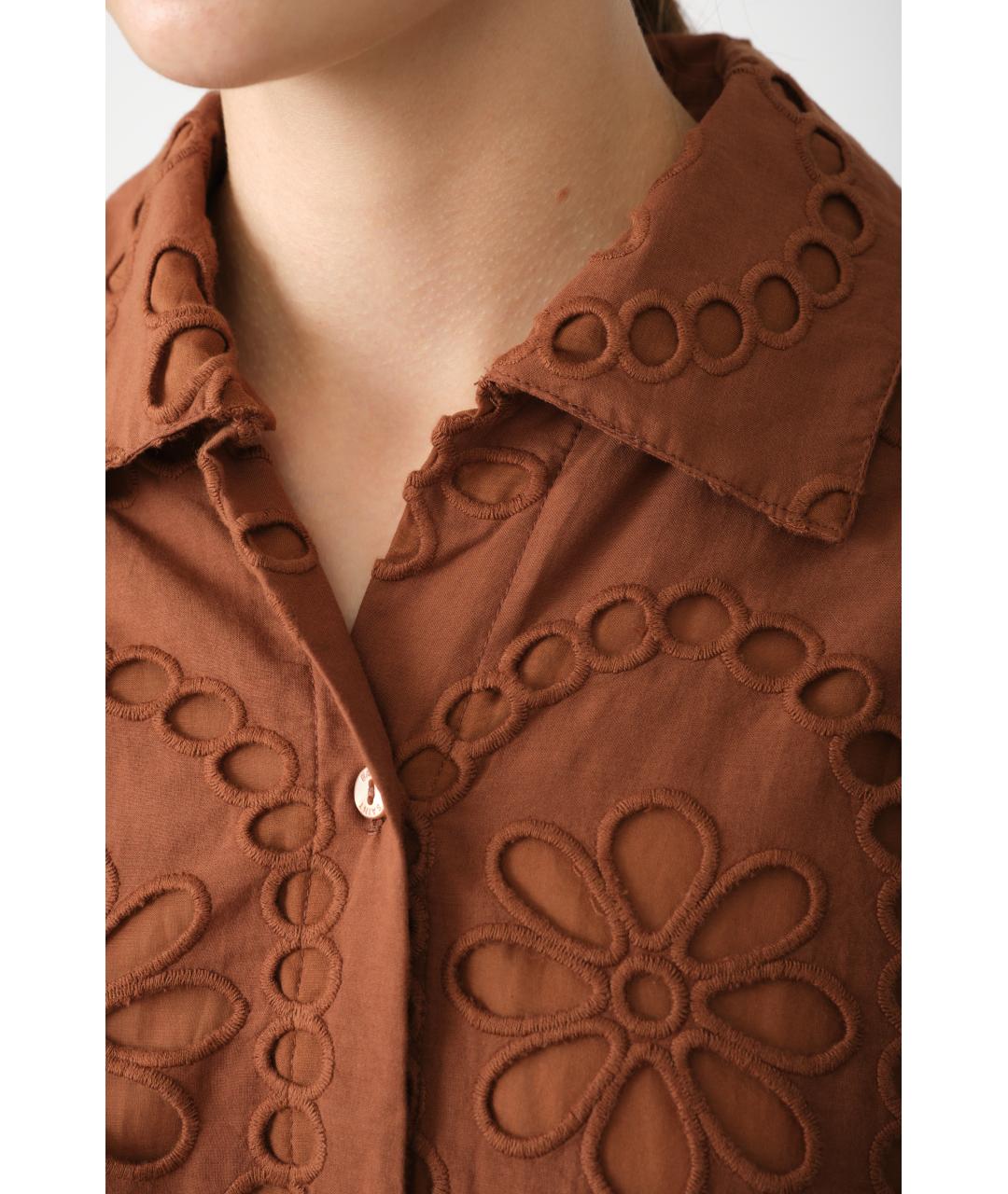 MC2 SAINT BARTH Коричневая хлопковая блузы, фото 5