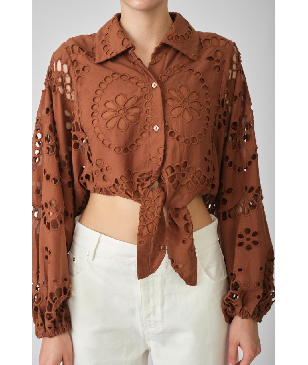 MC2 SAINT BARTH Коричневая хлопковая блузы, фото 4