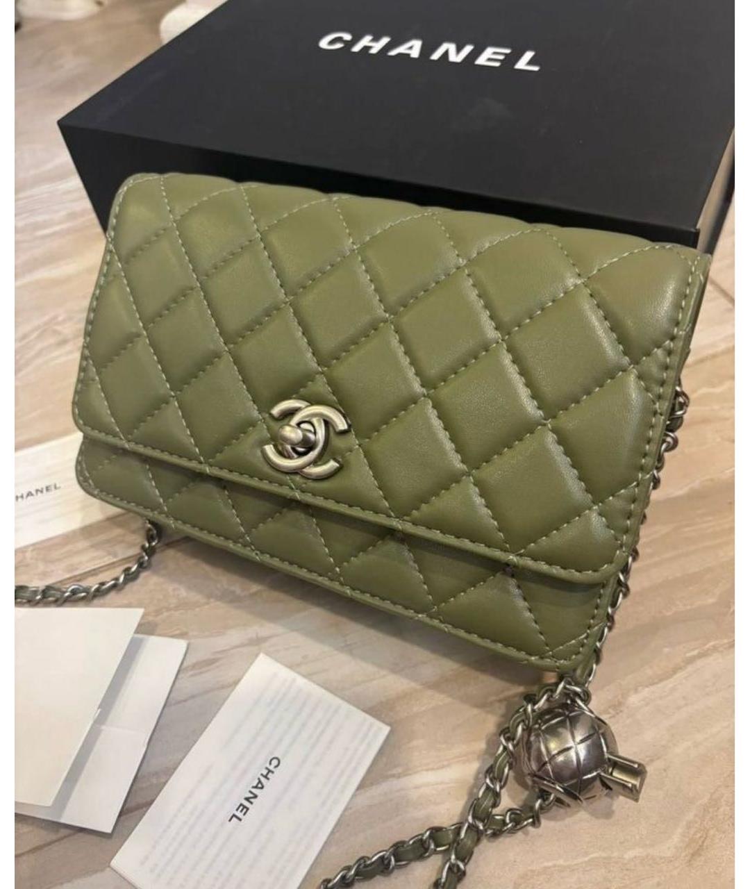 CHANEL Зеленая кожаная сумка через плечо, фото 2