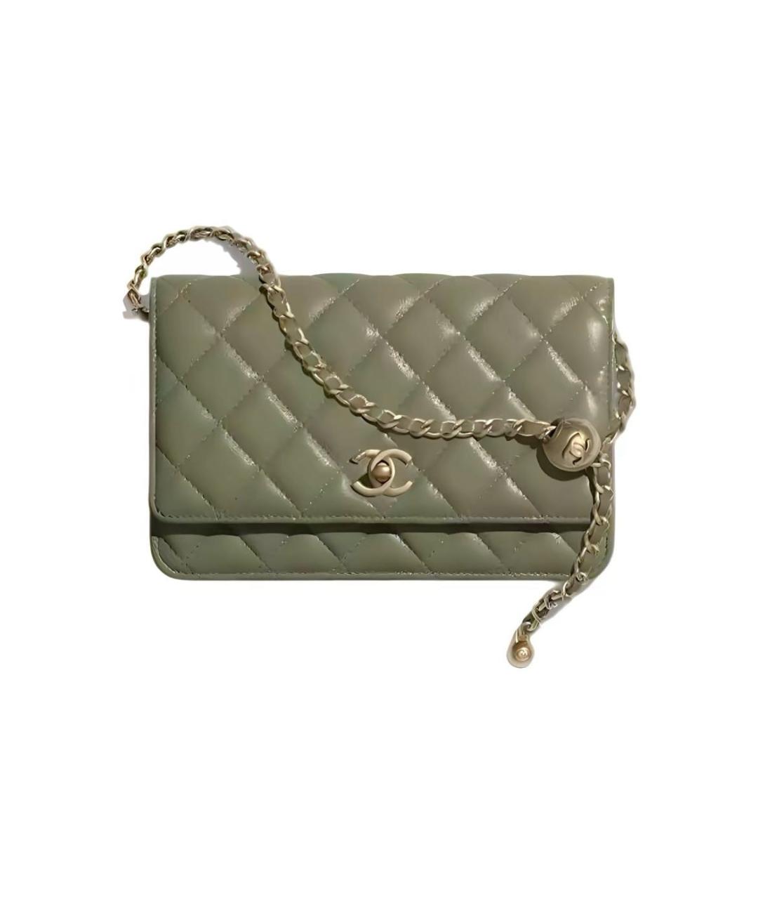 CHANEL Зеленая кожаная сумка через плечо, фото 8