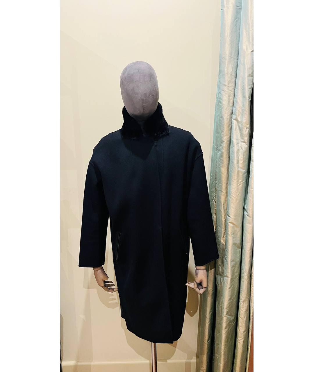 32 PARADIS SPRUNG FRERES Черное шерстяное пальто, фото 4