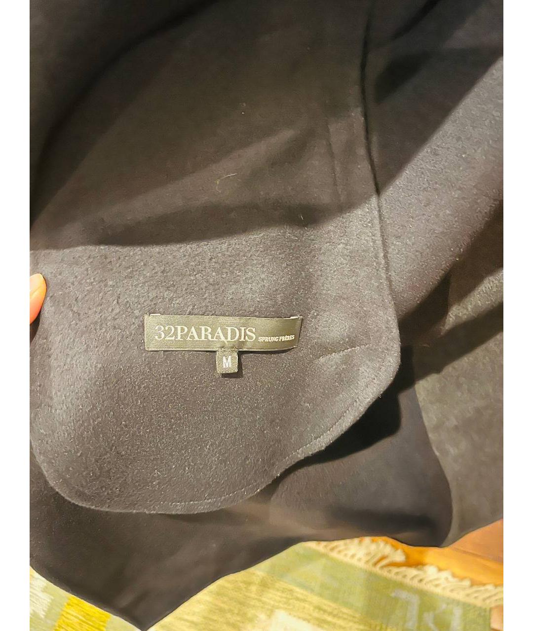 32 PARADIS SPRUNG FRERES Черное шерстяное пальто, фото 3