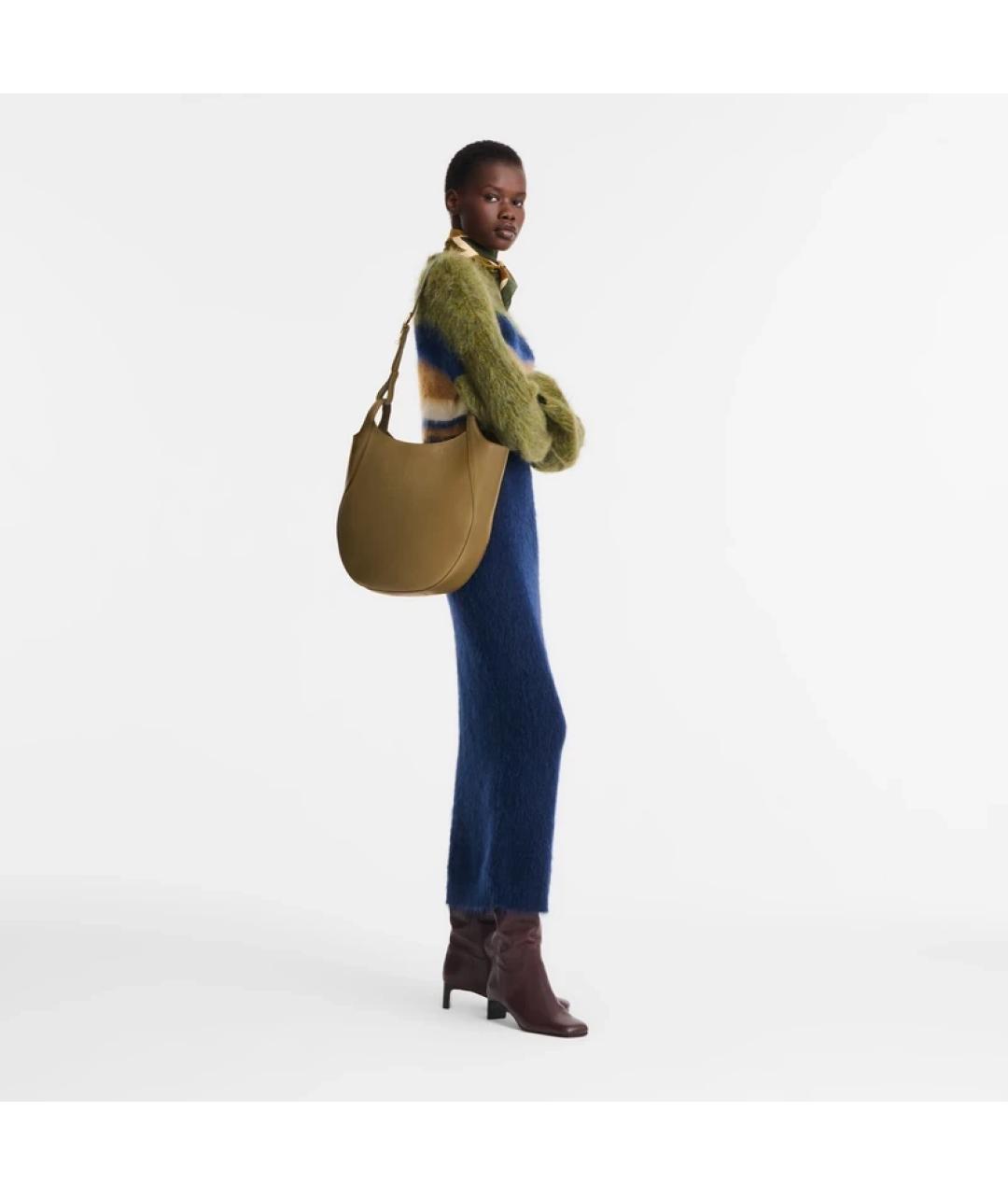 LONGCHAMP Зеленая кожаная сумка через плечо, фото 4