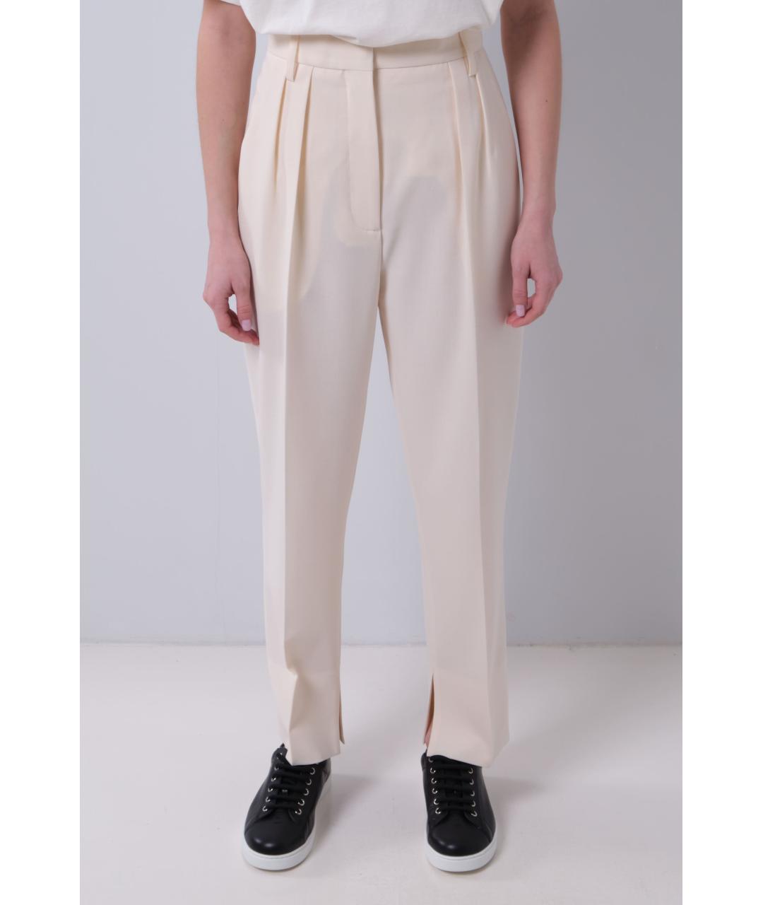 NANUSHKA Бежевые полиэстеровые прямые брюки, фото 2