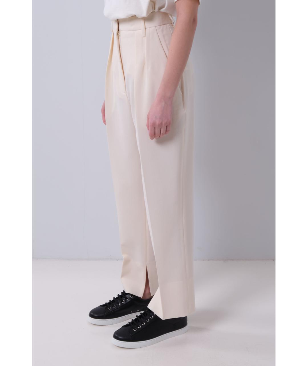 NANUSHKA Бежевые полиэстеровые прямые брюки, фото 3