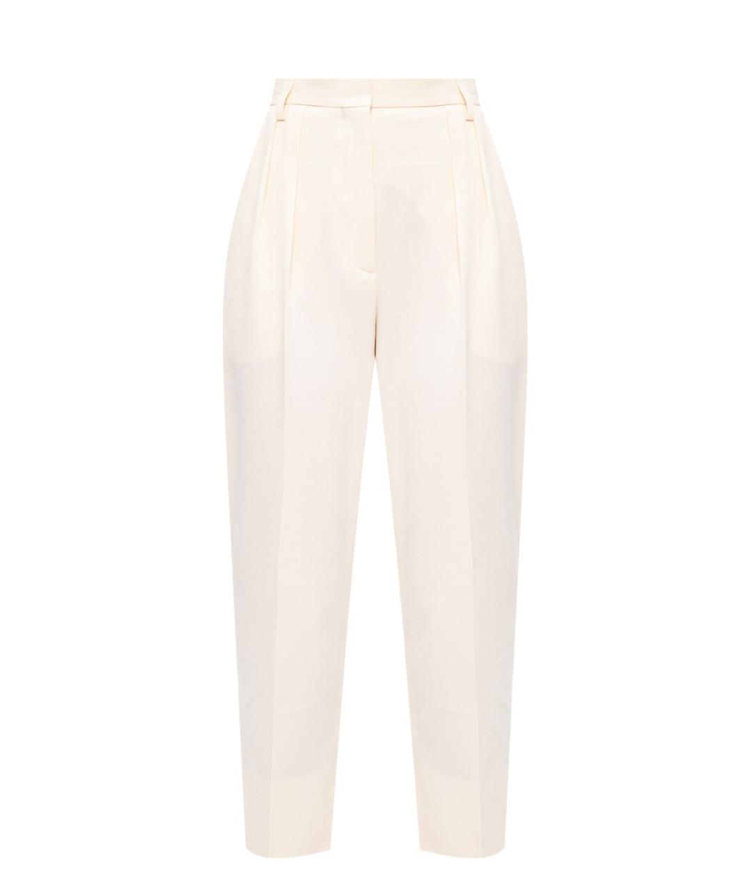 NANUSHKA Бежевые полиэстеровые прямые брюки, фото 1