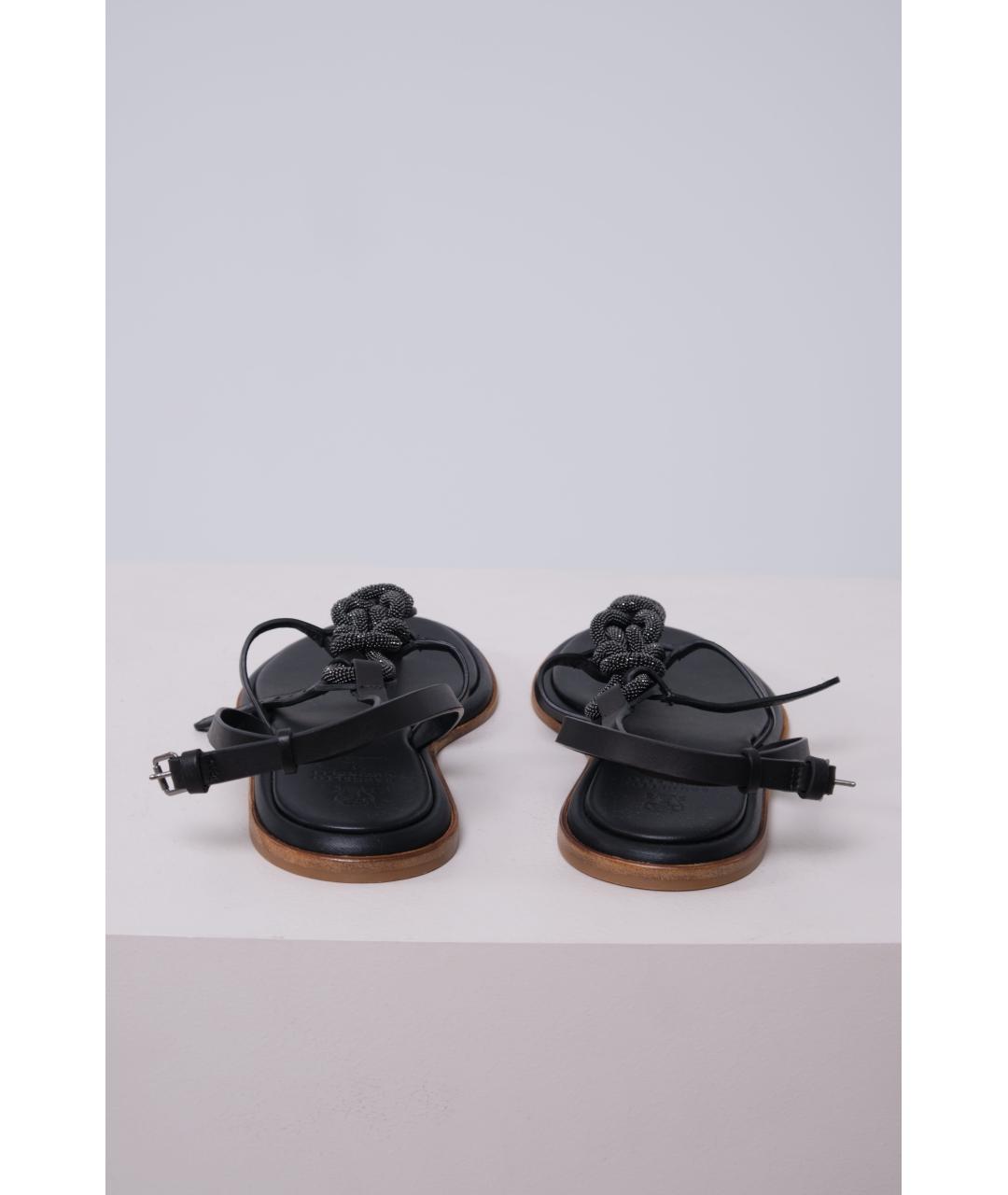 BRUNELLO CUCINELLI Черные кожаные босоножки, фото 3