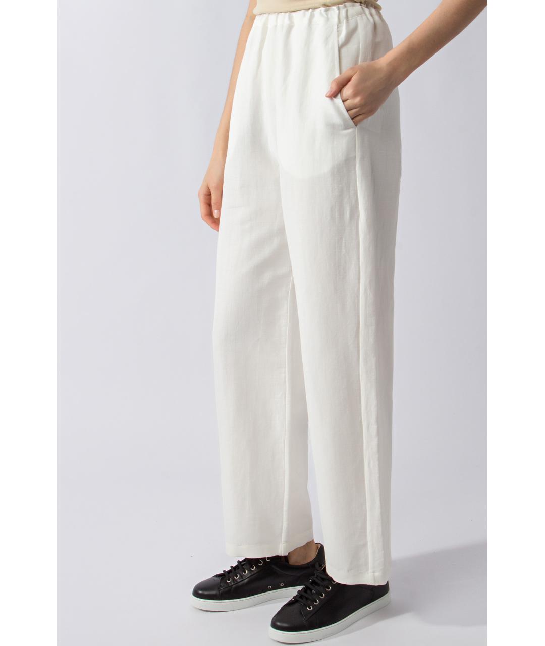 TOTEME Белые льняные прямые брюки, фото 3