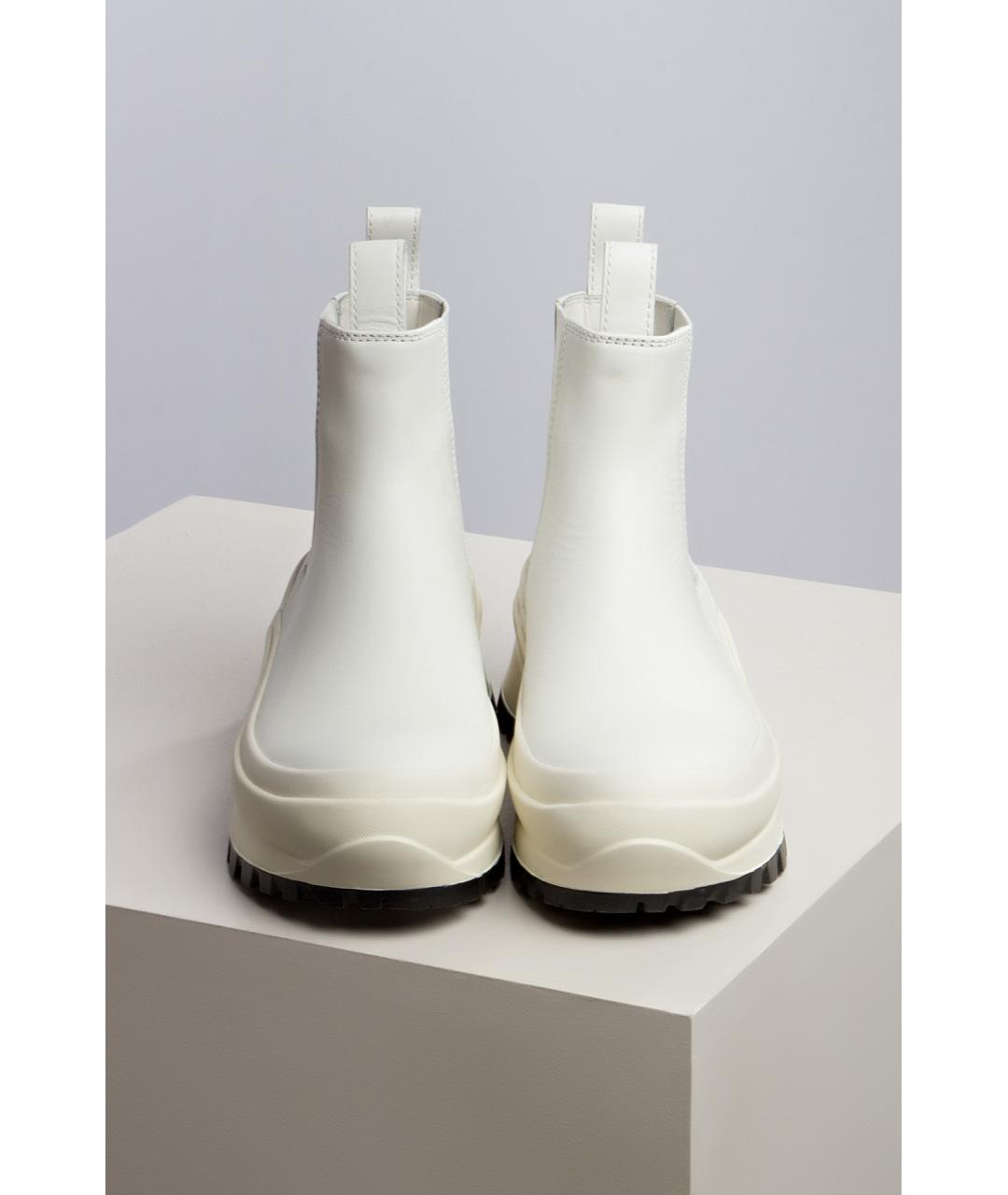 JIL SANDER Белые кожаные ботинки, фото 2