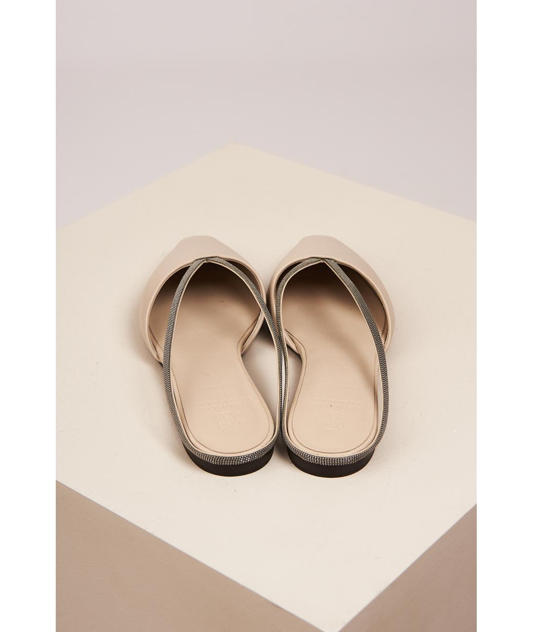 BRUNELLO CUCINELLI Бежевые кожаные лоферы, фото 3