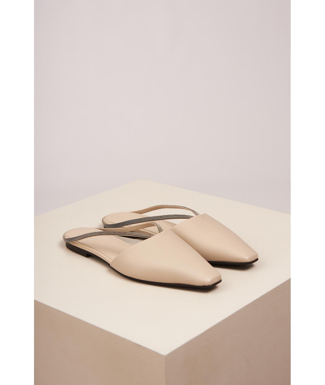 BRUNELLO CUCINELLI Бежевые кожаные лоферы, фото 2