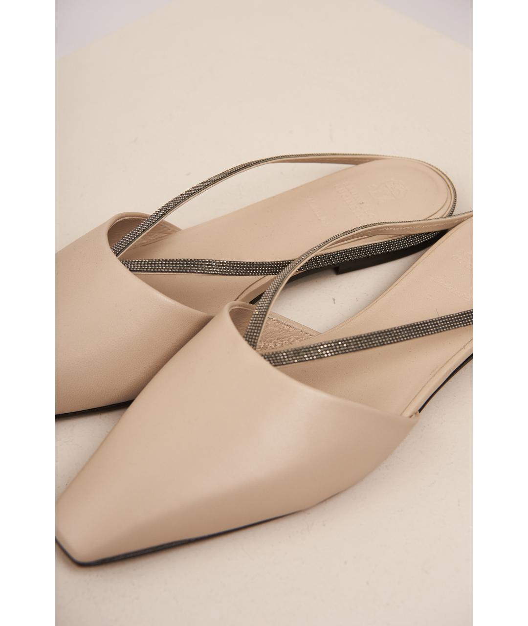 BRUNELLO CUCINELLI Бежевые кожаные лоферы, фото 4