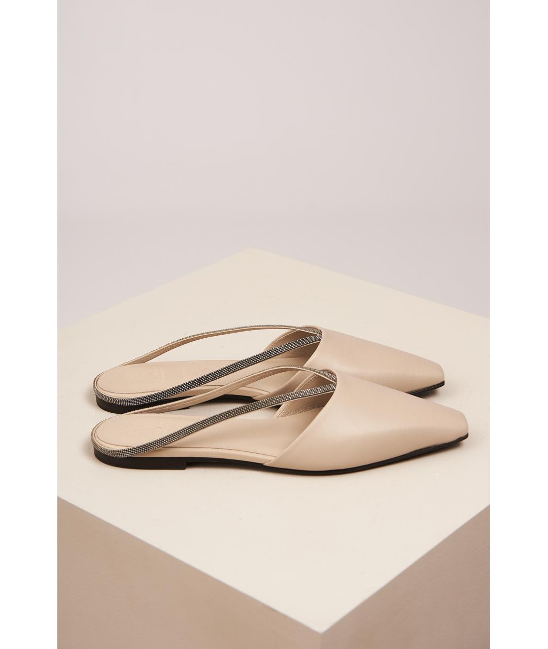 BRUNELLO CUCINELLI Бежевые кожаные лоферы, фото 6