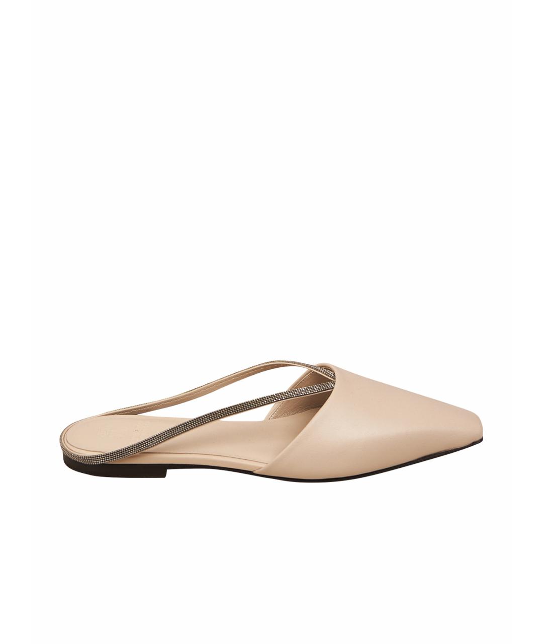 BRUNELLO CUCINELLI Бежевые кожаные лоферы, фото 1