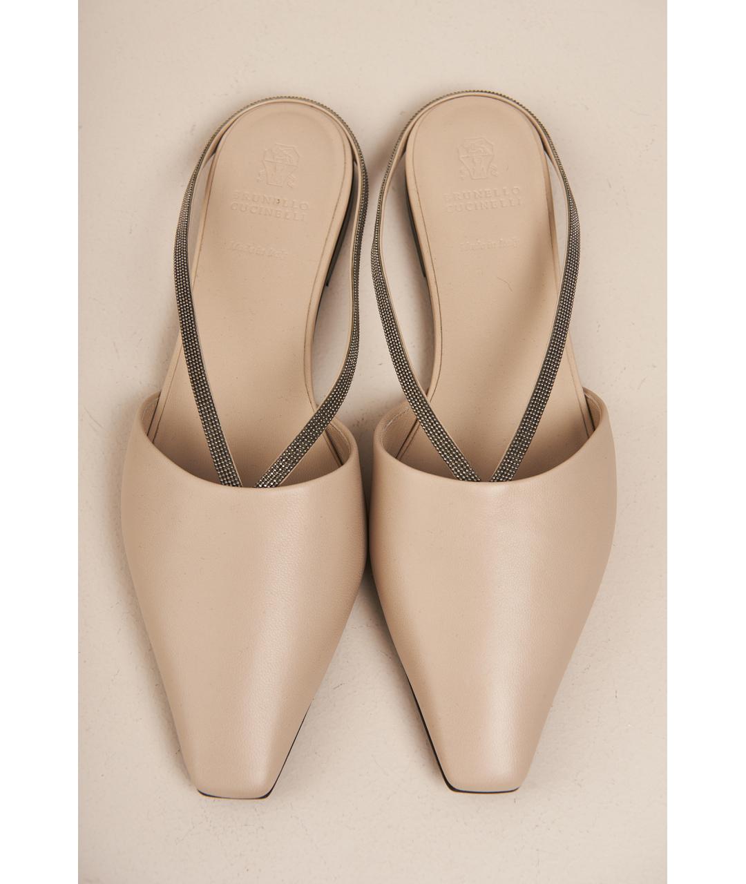 BRUNELLO CUCINELLI Бежевые кожаные лоферы, фото 5