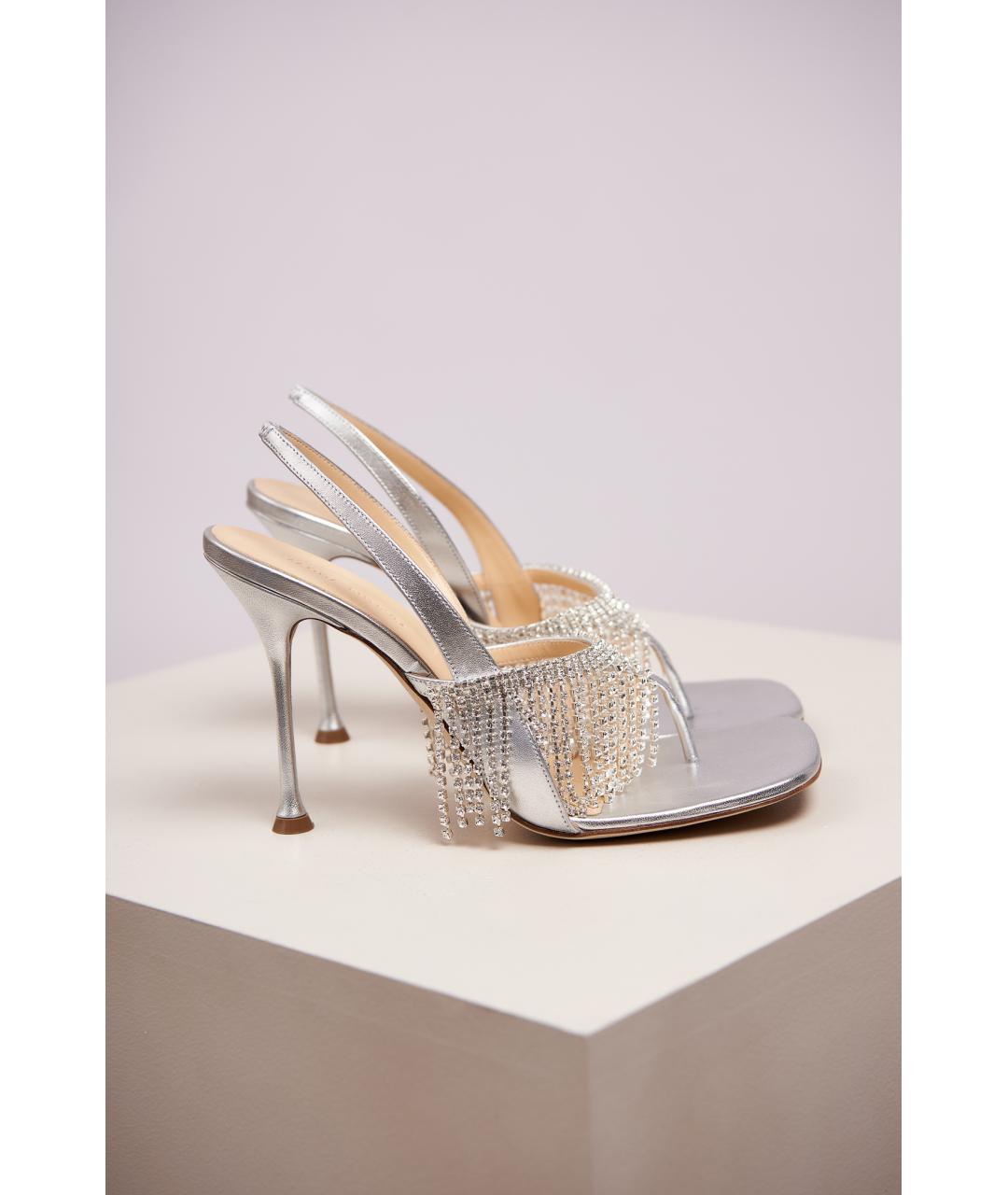 MAGDA BUTRYM Серебряные кожаные босоножки, фото 4