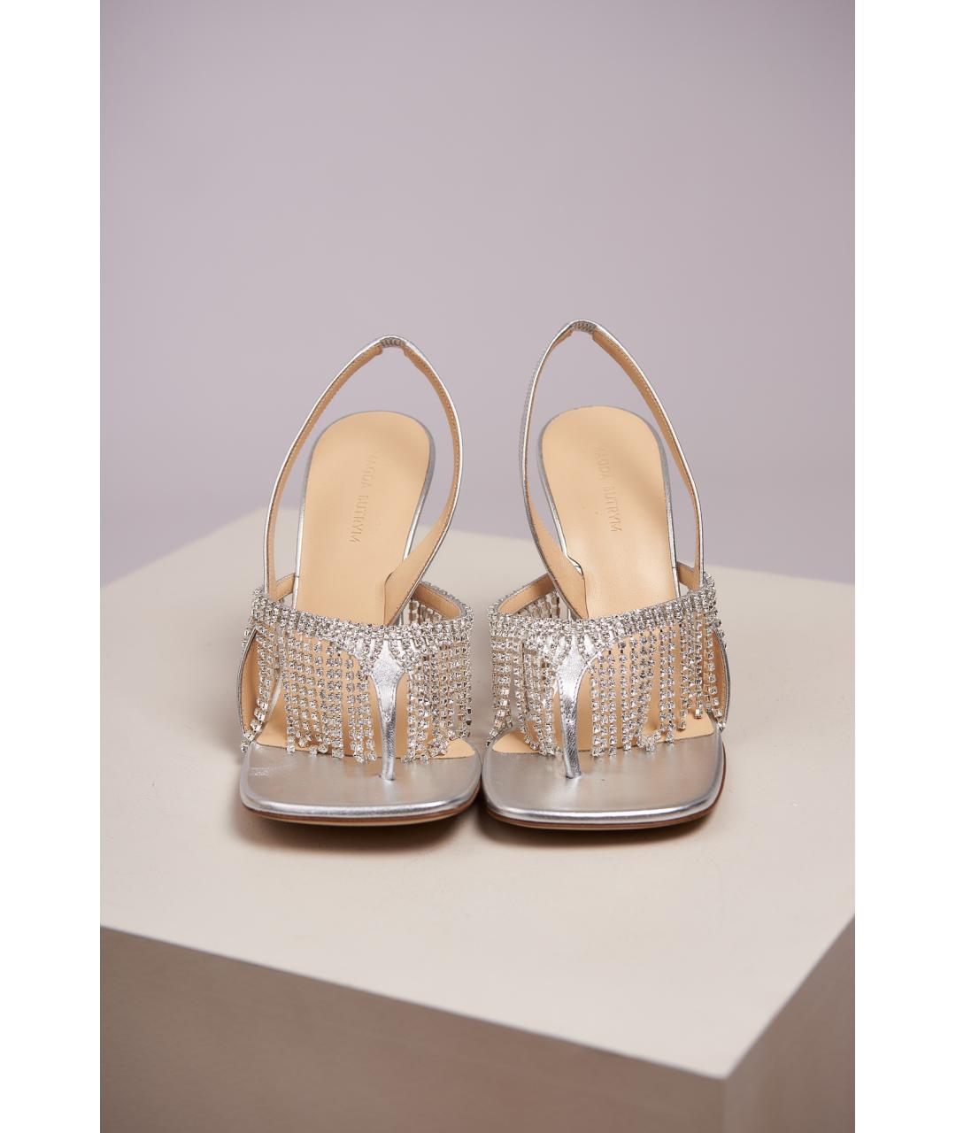 MAGDA BUTRYM Серебряные кожаные босоножки, фото 6