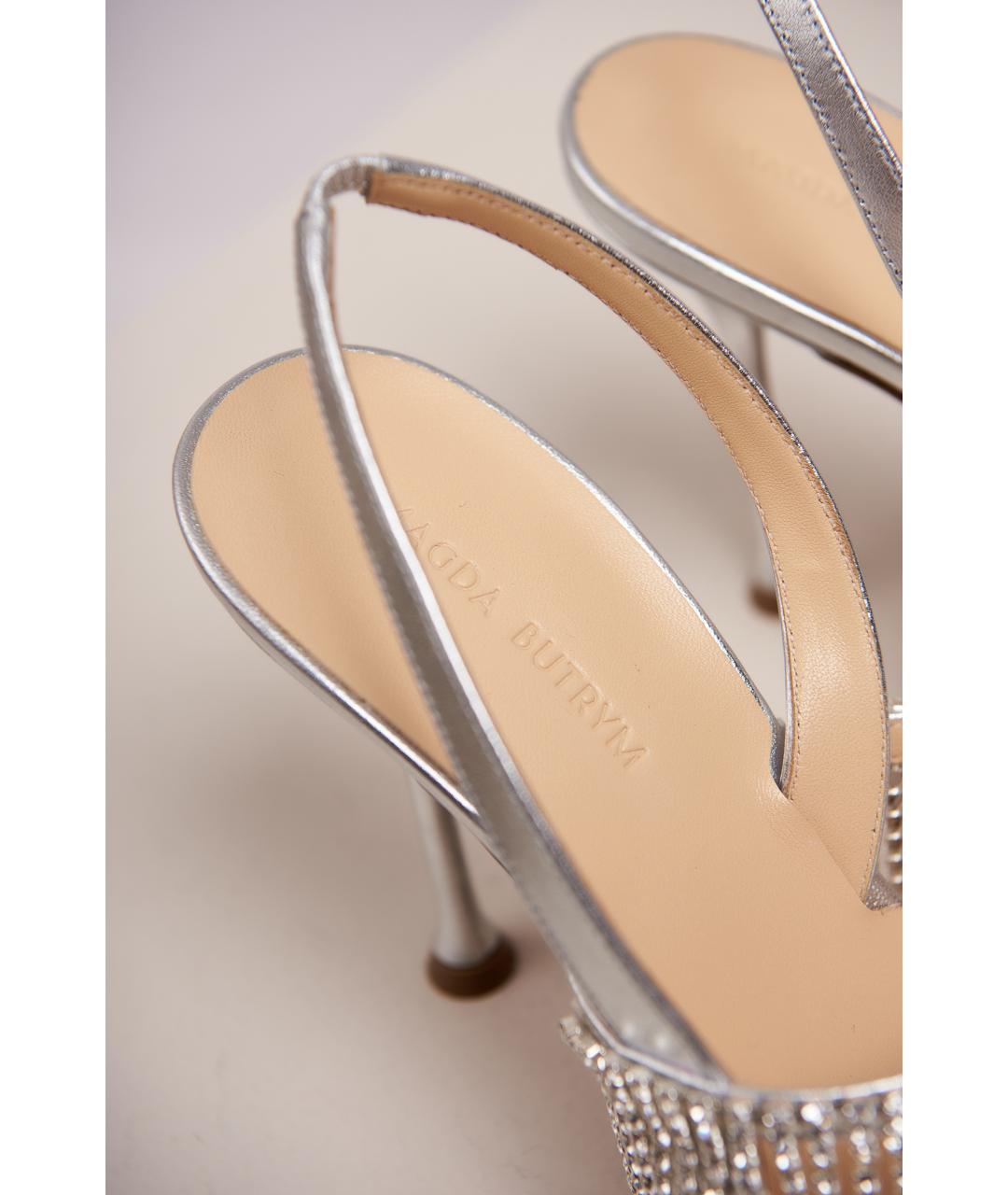 MAGDA BUTRYM Серебряные кожаные босоножки, фото 3