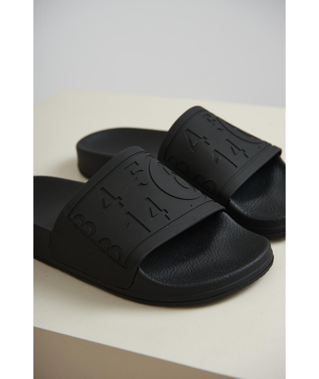 MM6 MAISON MARGIELA Черные резиновые шлепанцы, фото 5