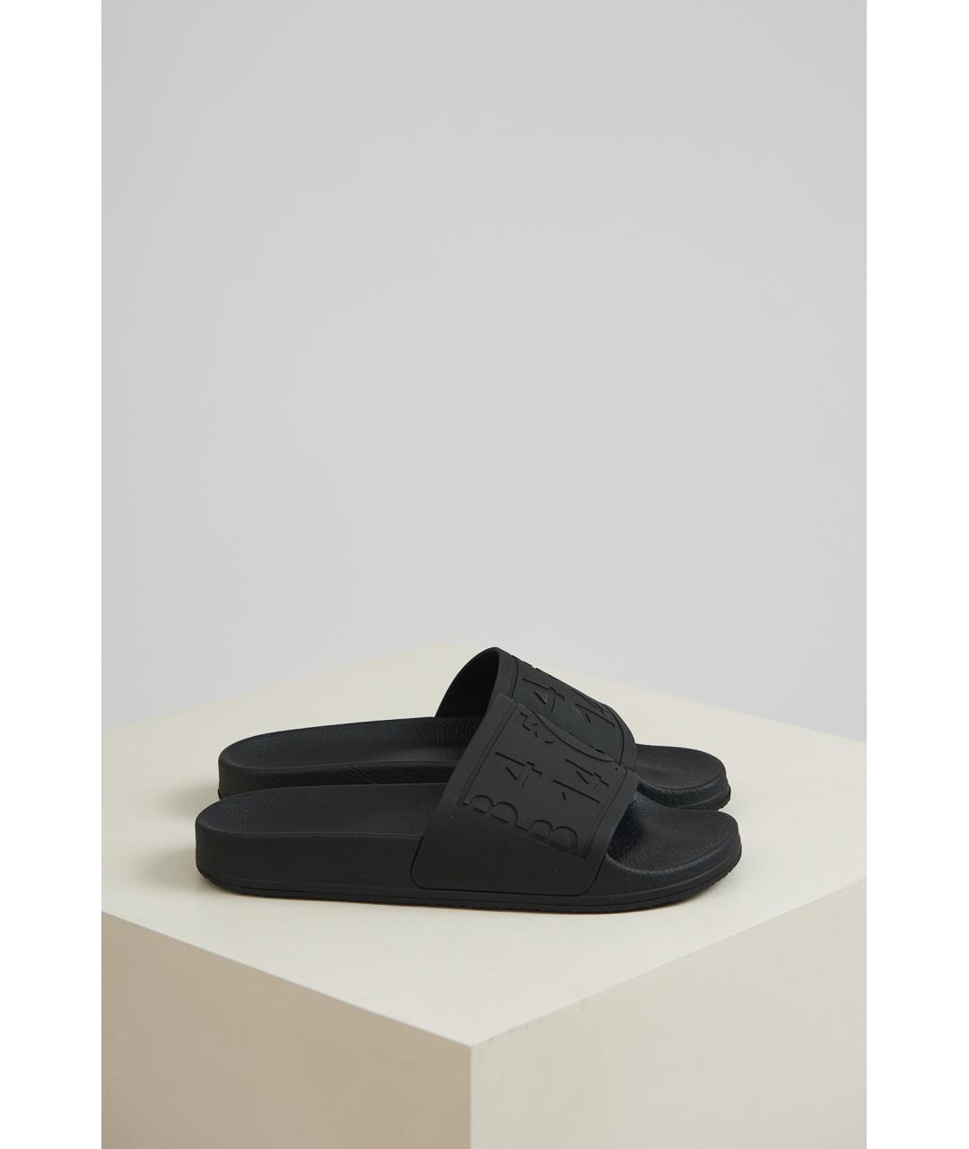 MM6 MAISON MARGIELA Черные резиновые шлепанцы, фото 3