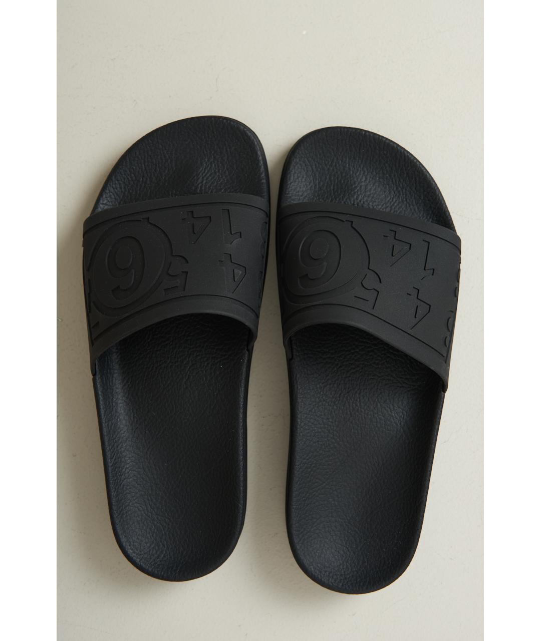 MM6 MAISON MARGIELA Черные резиновые шлепанцы, фото 6