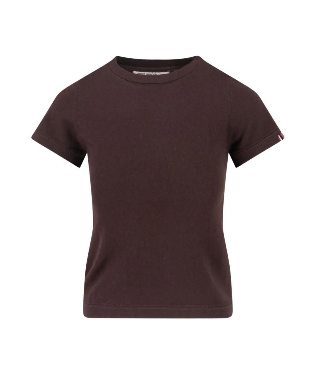 EXTREME CASHMERE Коричневая кашемировая футболка, фото 1