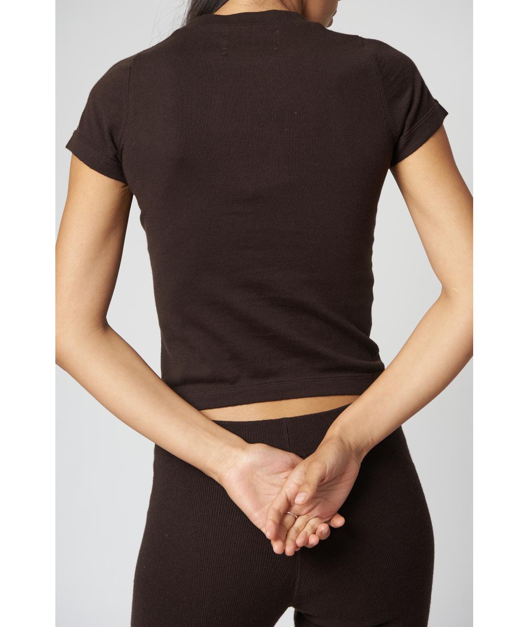 EXTREME CASHMERE Коричневая кашемировая футболка, фото 5