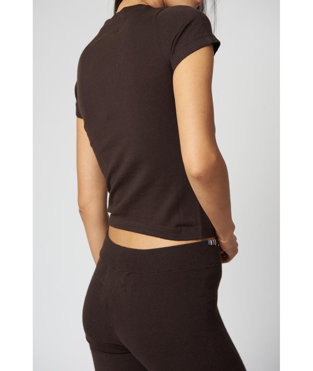 EXTREME CASHMERE Коричневая кашемировая футболка, фото 4