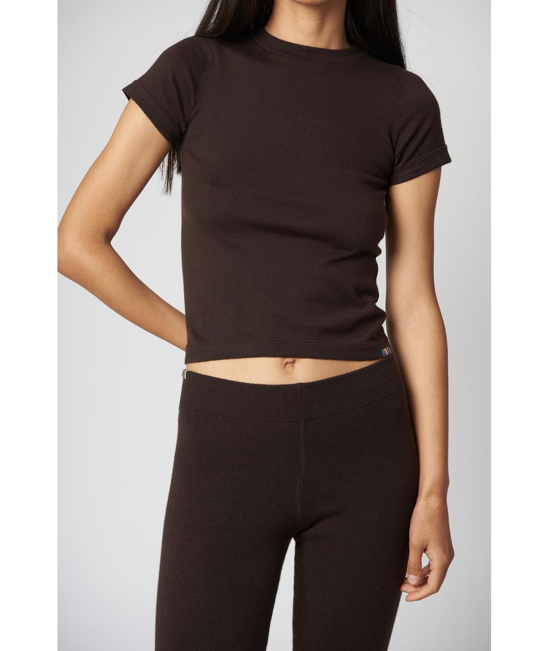 EXTREME CASHMERE Коричневая кашемировая футболка, фото 2