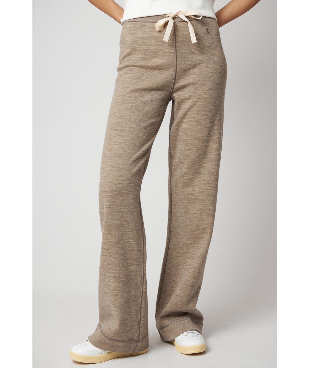 JIL SANDER Коричневые хлопковые прямые брюки, фото 3