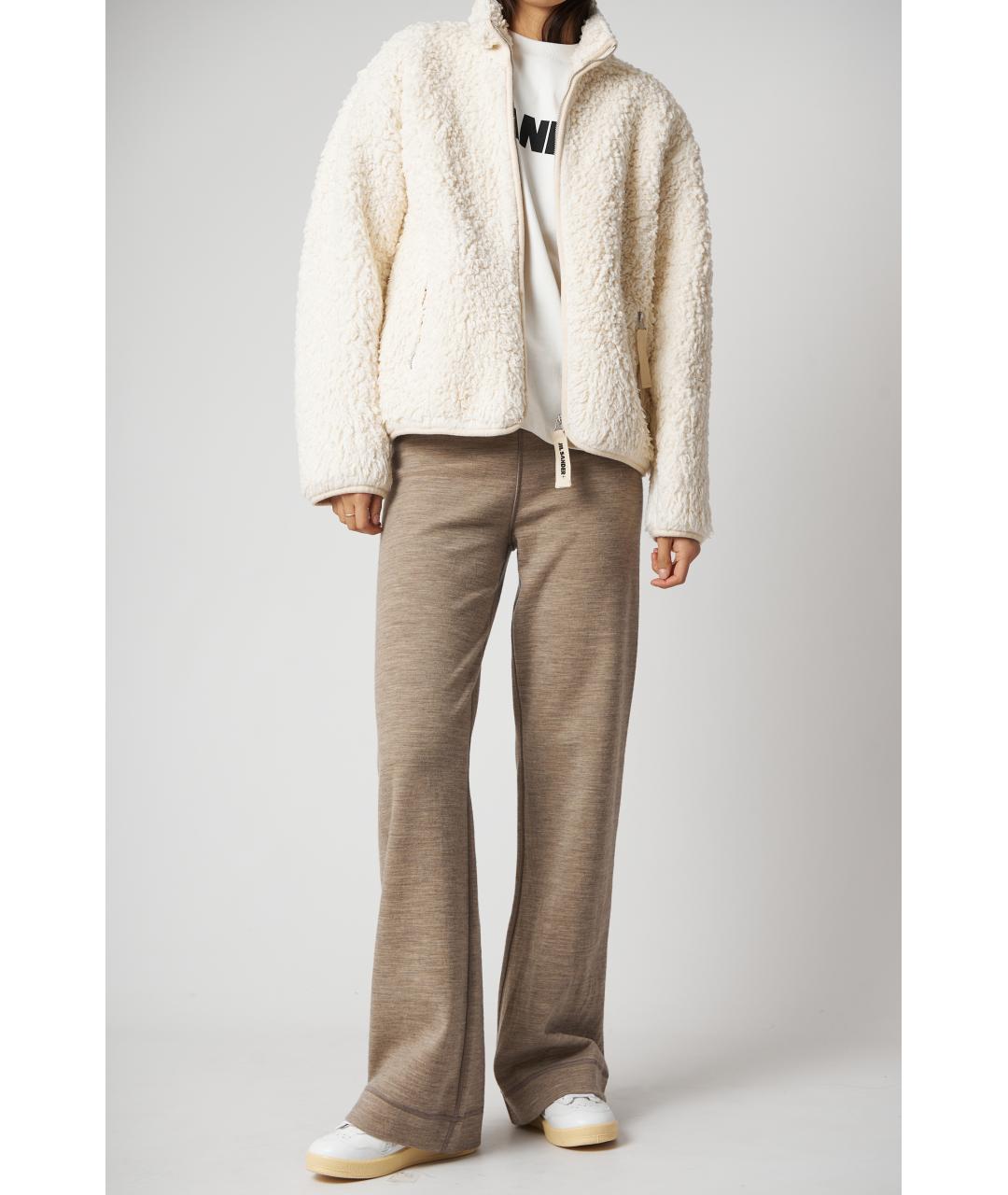 JIL SANDER Коричневые хлопковые прямые брюки, фото 2