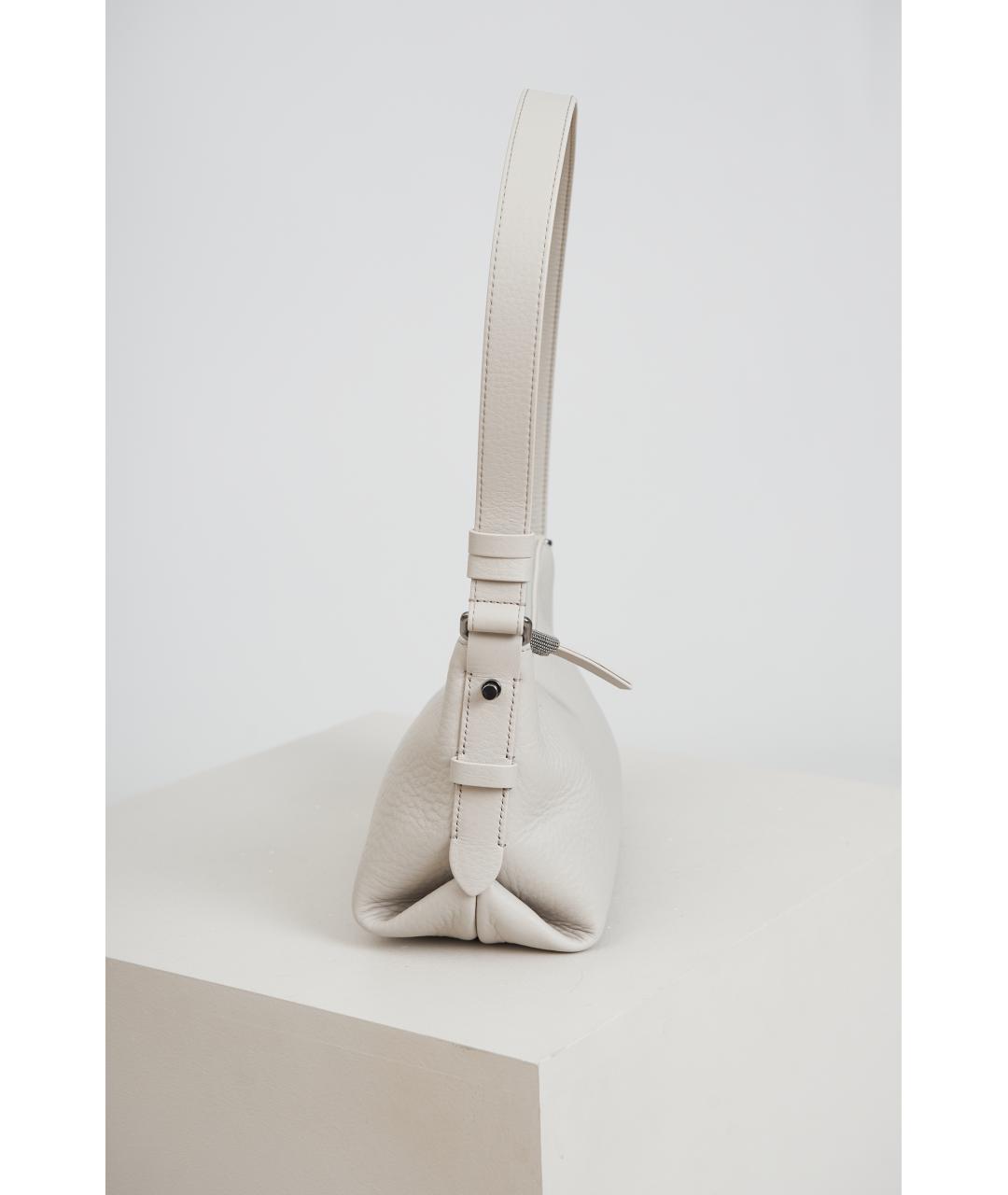 BRUNELLO CUCINELLI Бежевая кожаная сумка с короткими ручками, фото 3