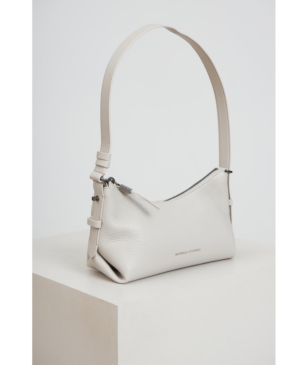 BRUNELLO CUCINELLI Бежевая кожаная сумка с короткими ручками, фото 2