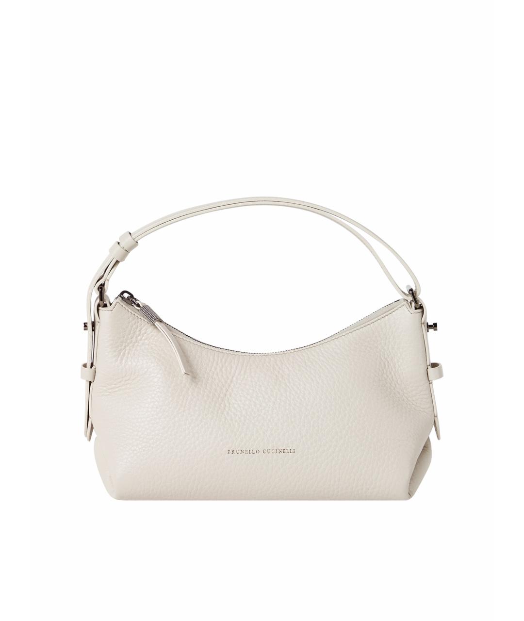 BRUNELLO CUCINELLI Бежевая кожаная сумка с короткими ручками, фото 1