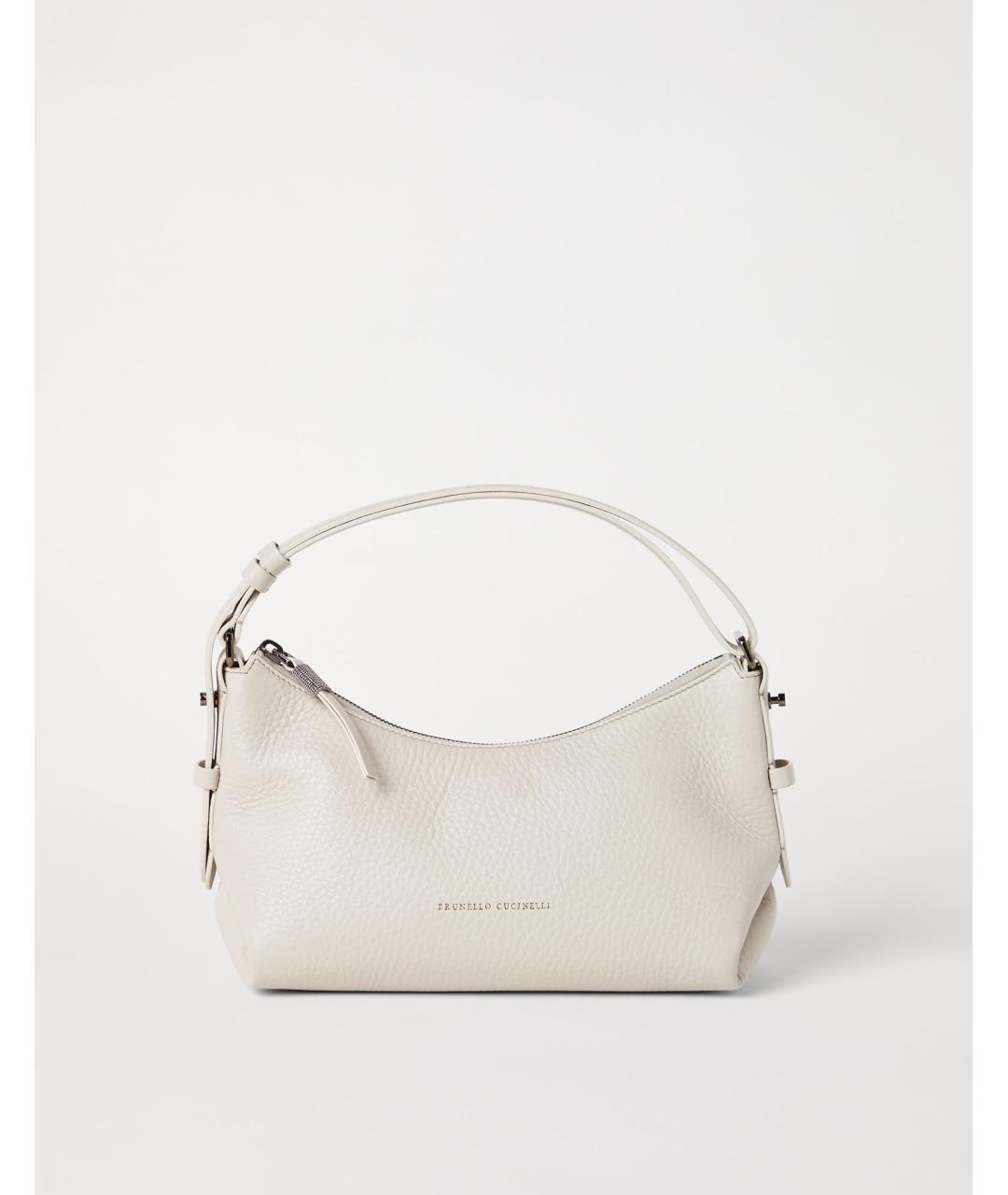 BRUNELLO CUCINELLI Бежевая кожаная сумка с короткими ручками, фото 7