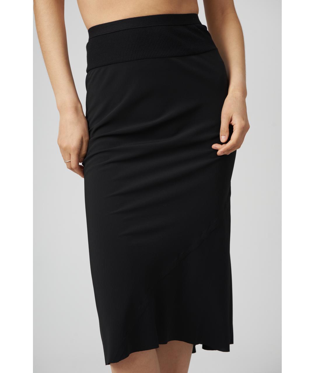 RICK OWENS Черная шелковая юбка миди, фото 4