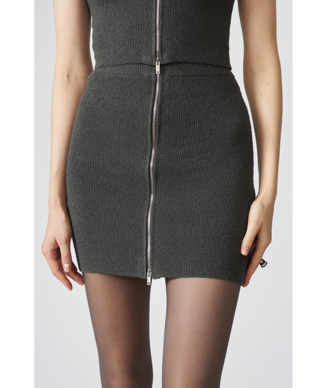 NANUSHKA Серая хлопковая юбка мини, фото 2