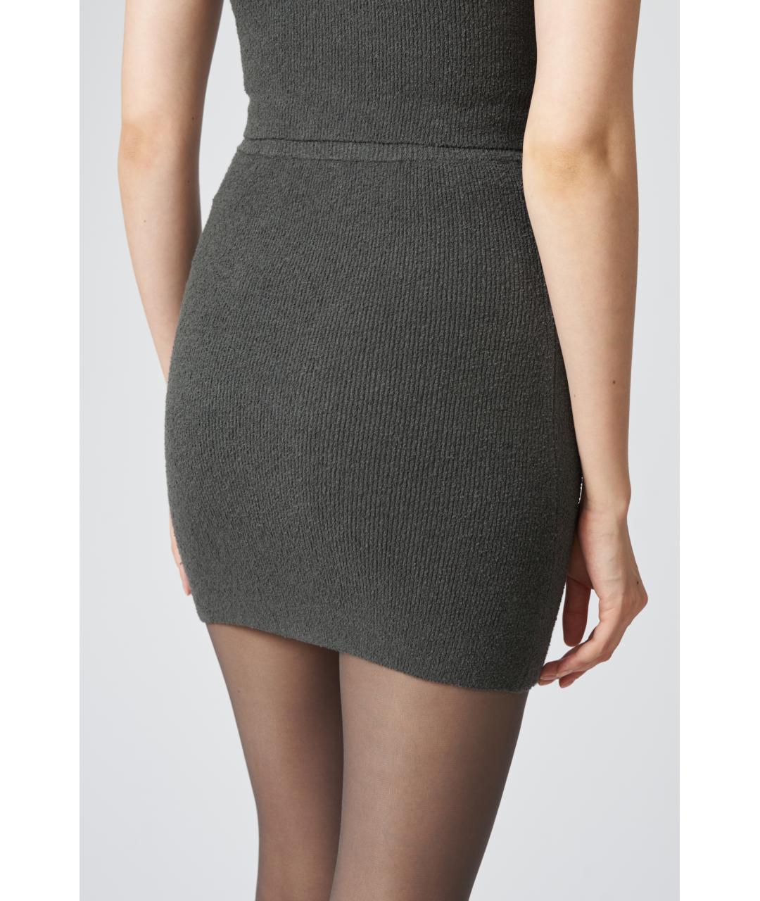 NANUSHKA Серая хлопковая юбка мини, фото 3