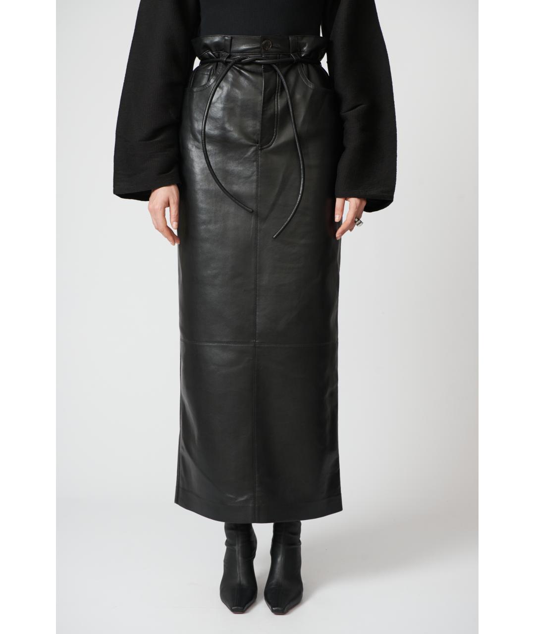 NANUSHKA Черная полиэстеровая юбка макси, фото 2