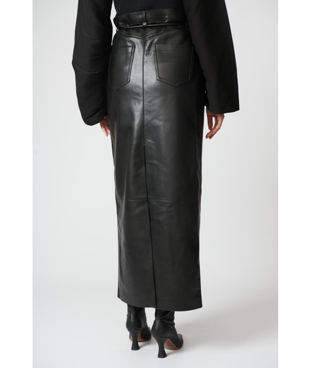 NANUSHKA Черная полиэстеровая юбка макси, фото 4