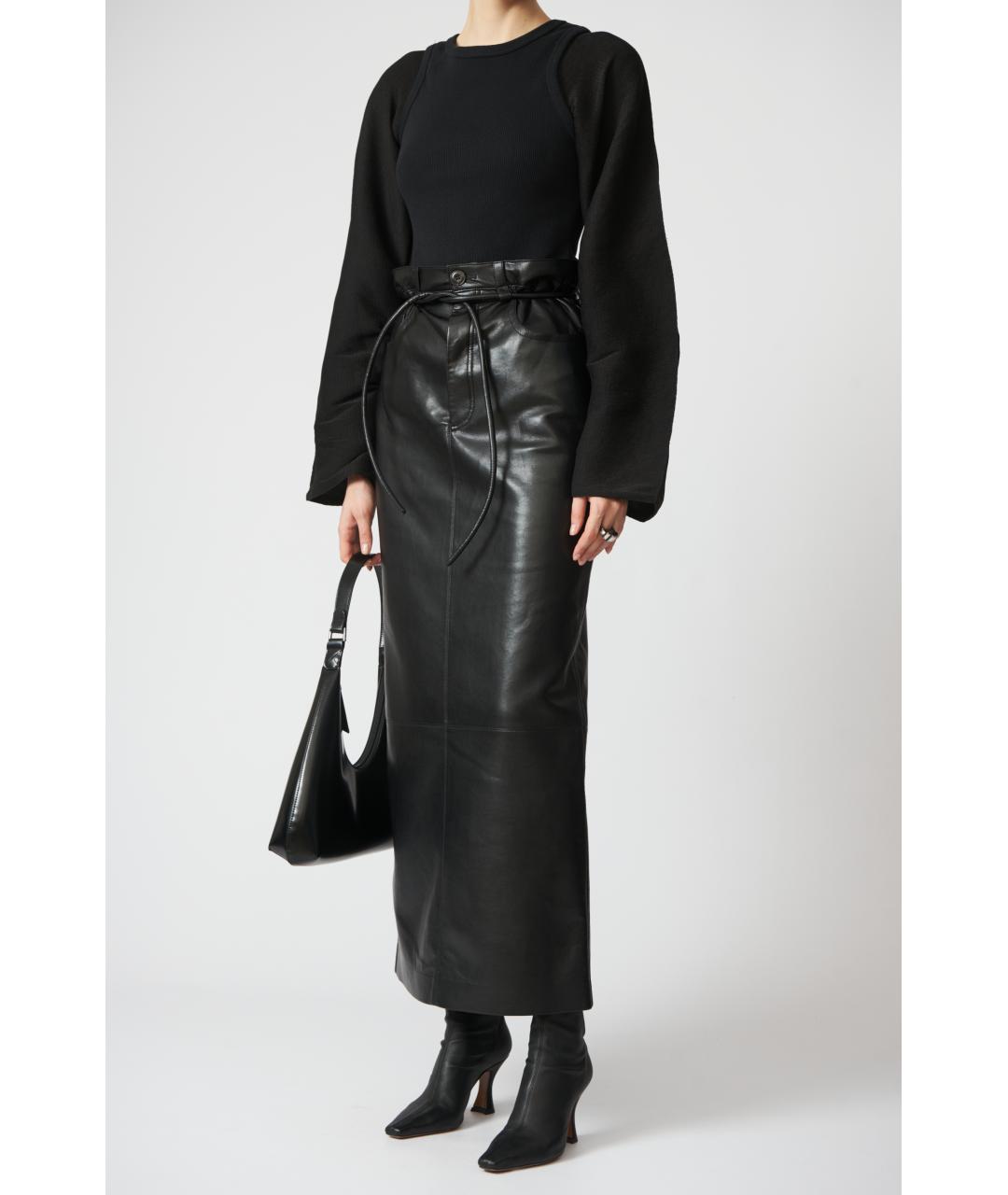 NANUSHKA Черная полиэстеровая юбка макси, фото 5